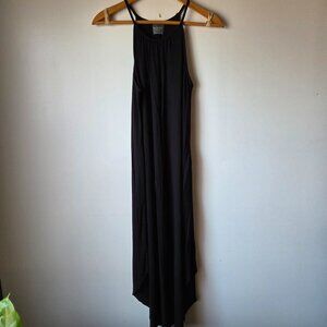 NWT OLIVIA RAE BLACK HALTER STYLE CURVED HEM MAXI MINIMALIST DRESS SIZE XSMALL